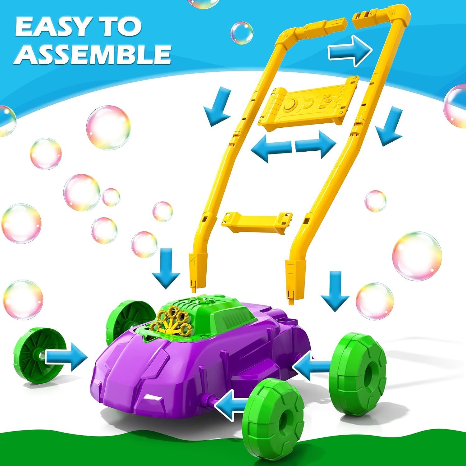 Purple and Green Kids Automatic Bubble Mower Toy – Electric Bubble Machine