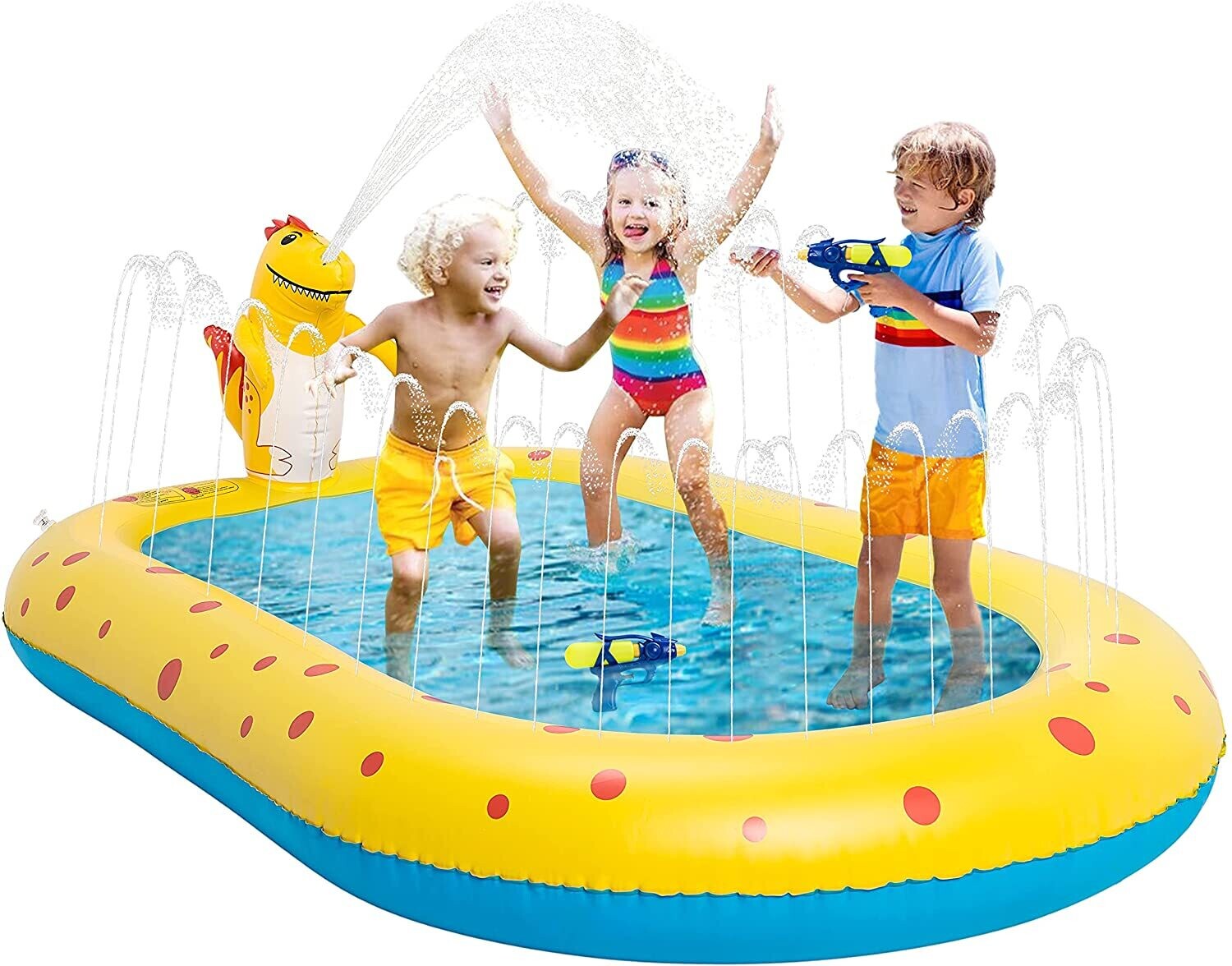 Water Toys Paddling Pool Sprinkler Wading Pool, Splash Pad Sprinkler Infant Swimming Pool for Garden Backyard Fountain Play Water Mat for 3 4 5 6 7+ Kids Boys Girls