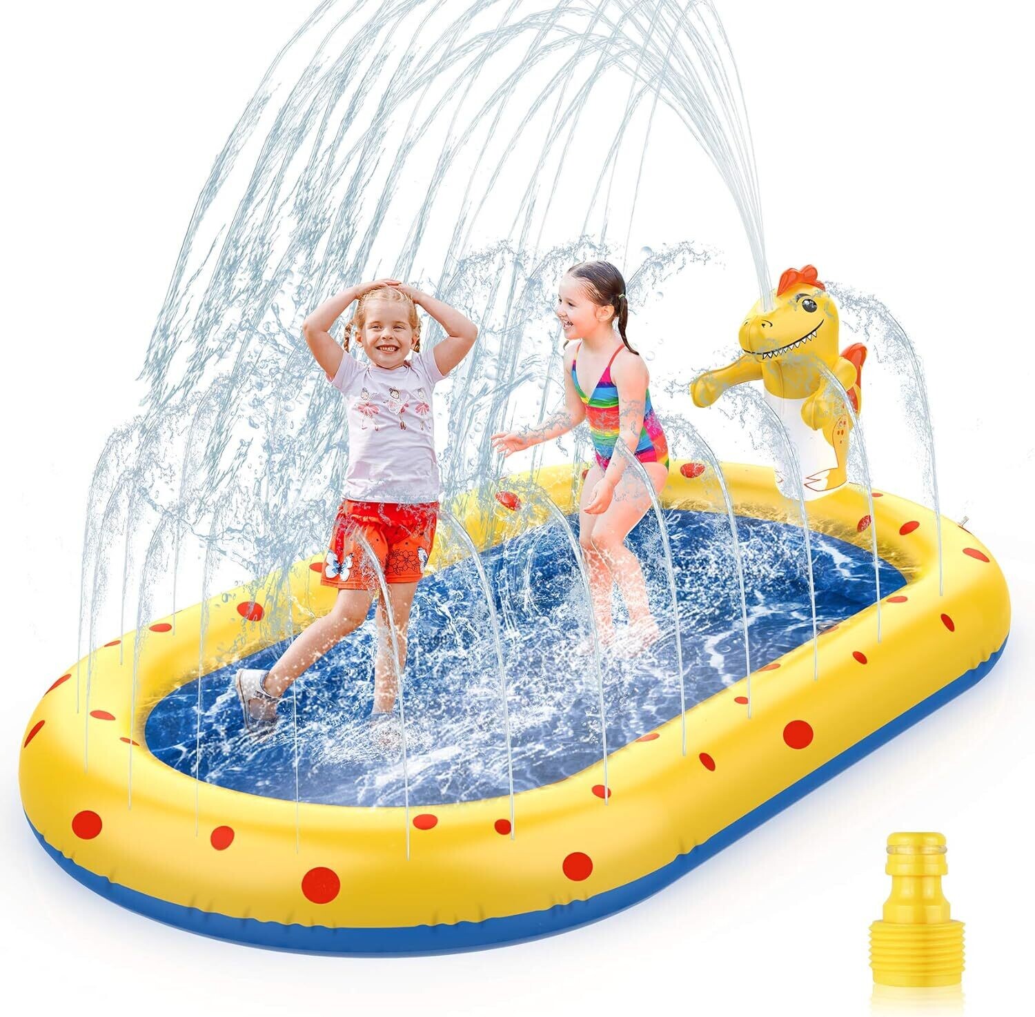 Water Toys Paddling Pool Sprinkler Wading Pool, Splash Pad Sprinkler Infant Swimming Pool for Garden Backyard Fountain Play Water Mat for 3 4 5 6 7+ Kids Boys Girls
