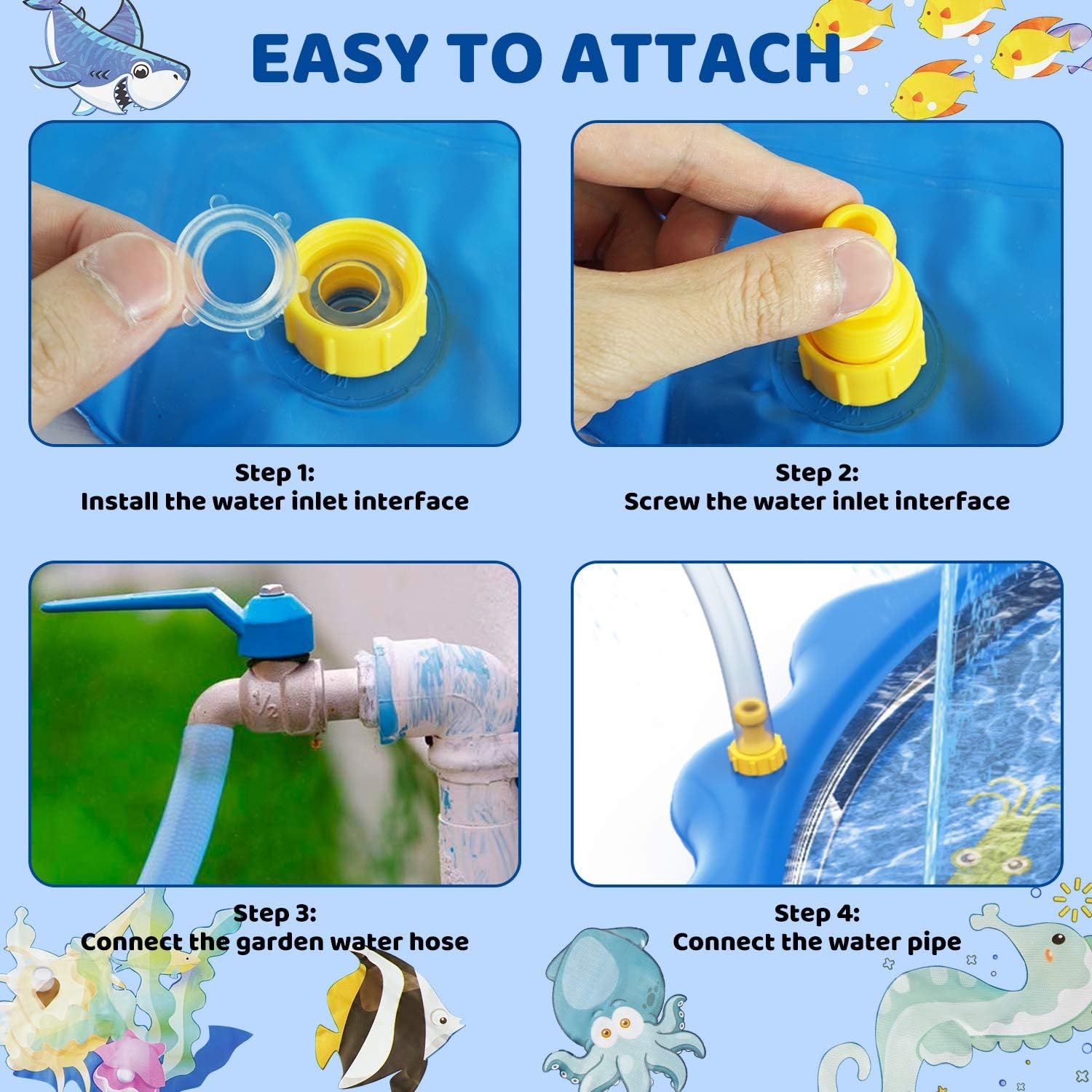 Kids Splash Pad Sprinkler Mat 68 Inch Outdoor Water Play Pool for Toddlers