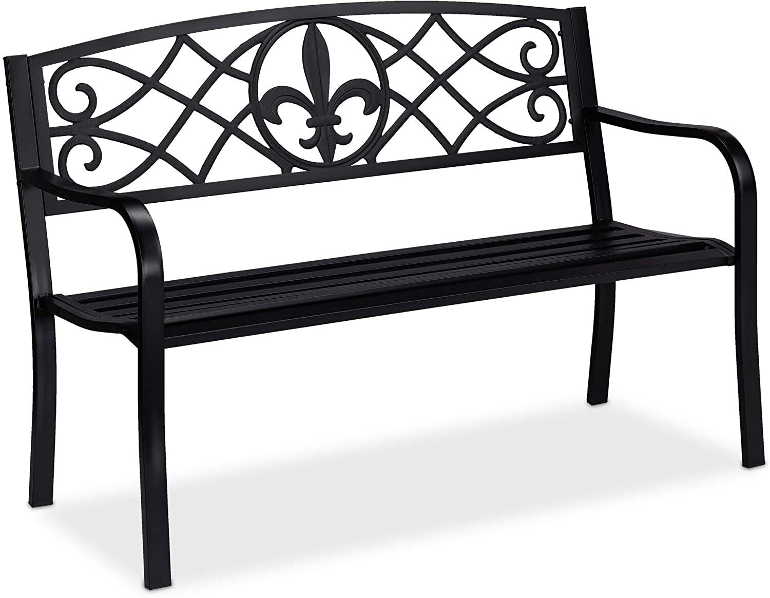 Outdoor Garden Bench 50 Inch Metal with Backrest
