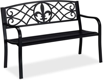 Outdoor Garden Bench 50 Inch Metal with Backrest