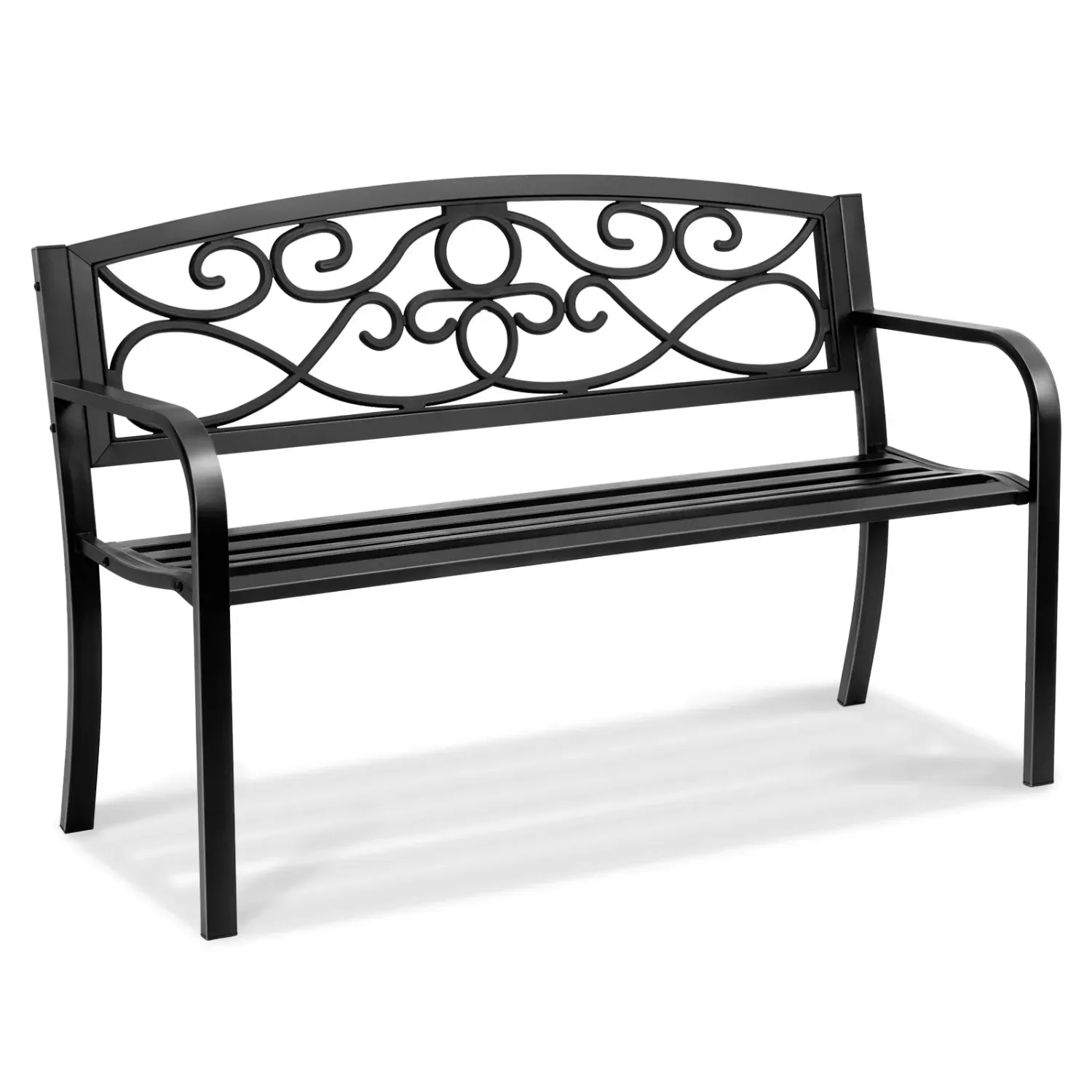 Outdoor Garden Bench 50 Inch Metal with Backrest