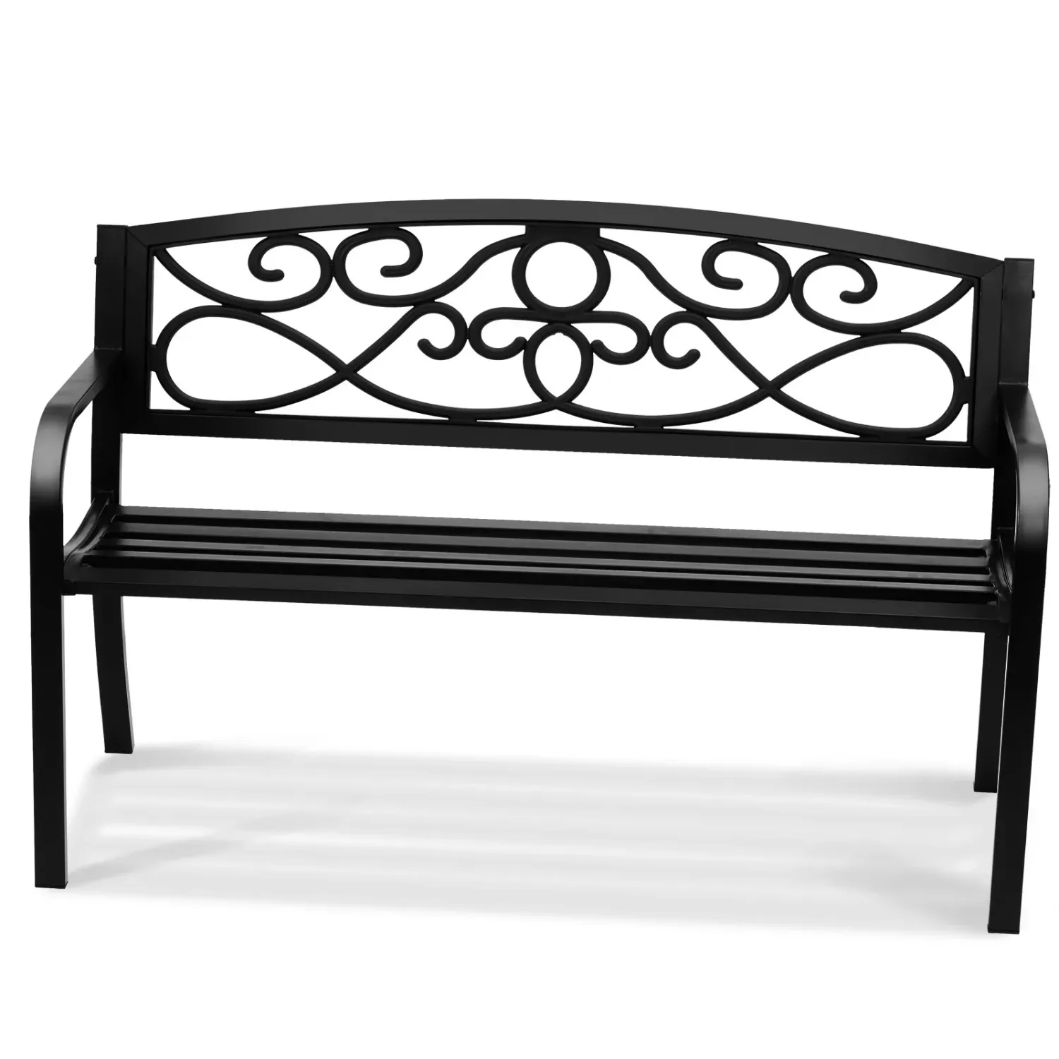 Outdoor Garden Bench 50 Inch Metal with Backrest
