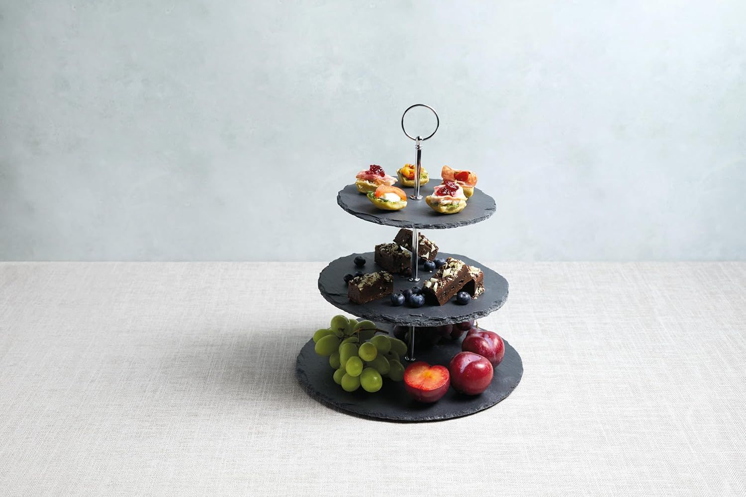 Premium 3-Tier Natural Slate Cake &amp; Afternoon Tea Stand