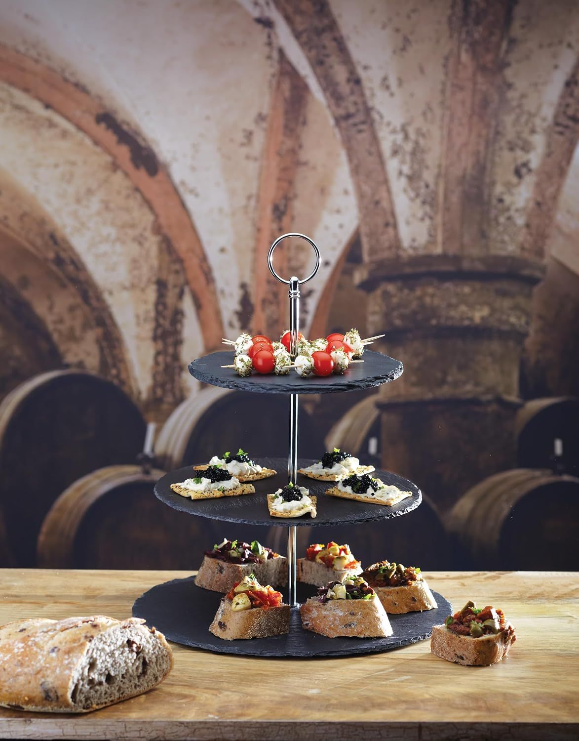 Premium 3-Tier Natural Slate Cake &amp; Afternoon Tea Stand