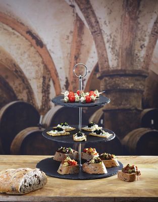 Premium 3-Tier Natural Slate Cake &amp; Afternoon Tea Stand