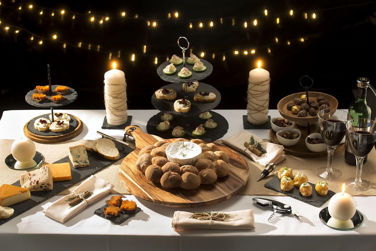 Premium 3-Tier Natural Slate Cake &amp; Afternoon Tea Stand