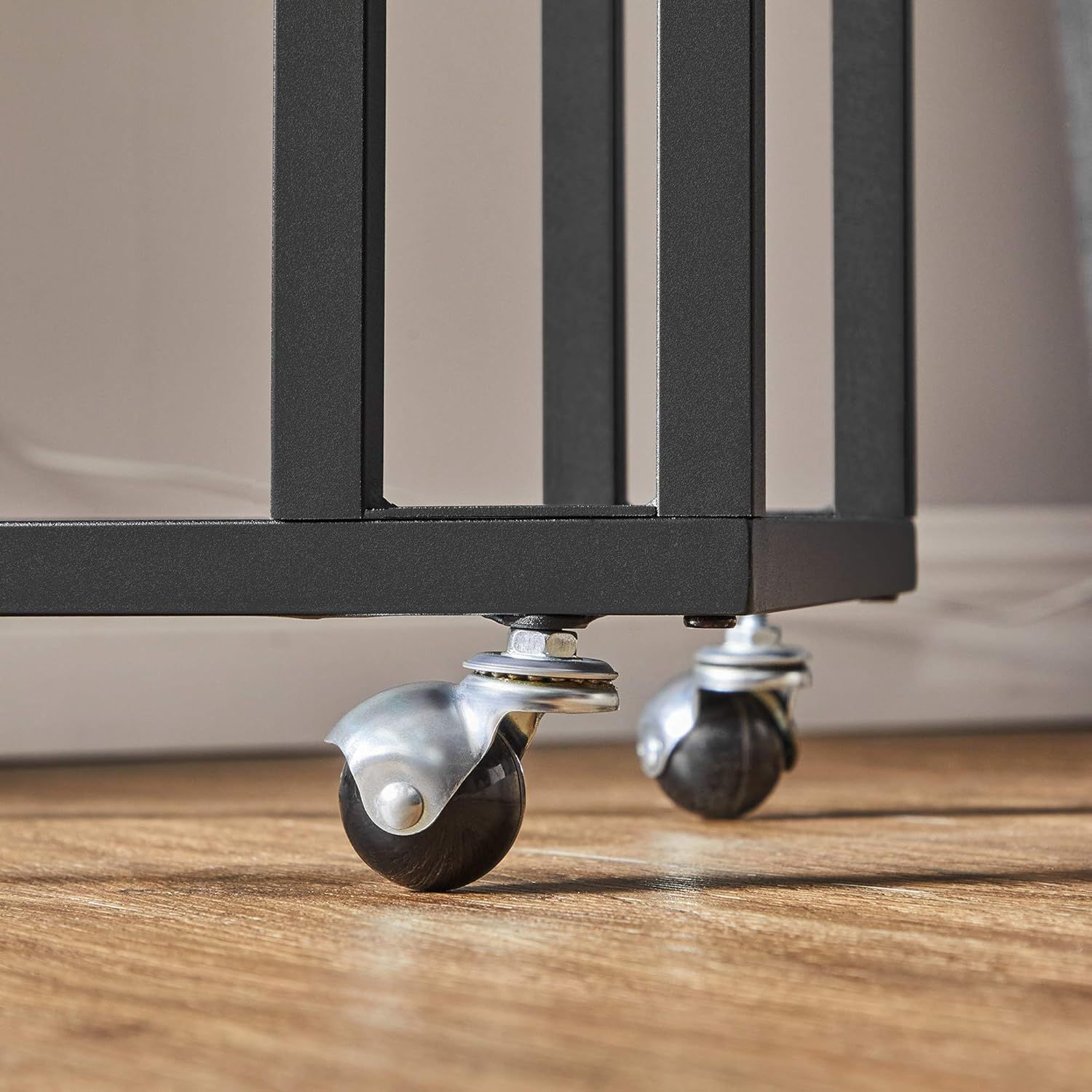 Side Table C Shape with Wheels Industrial Style