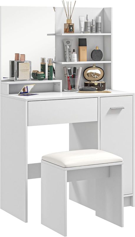 Dressing Table with Mirror and Storage Compartment