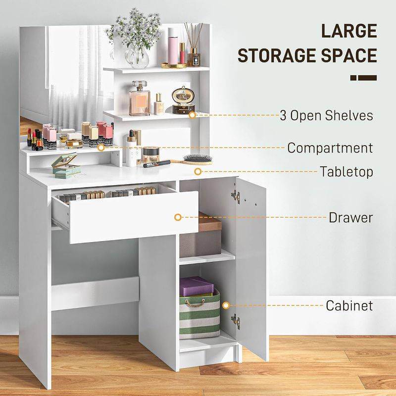 Dressing Table with Mirror and Storage Compartment