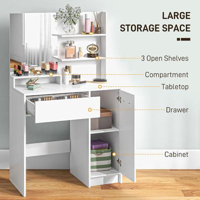 Dressing Table with Mirror and Storage Compartment