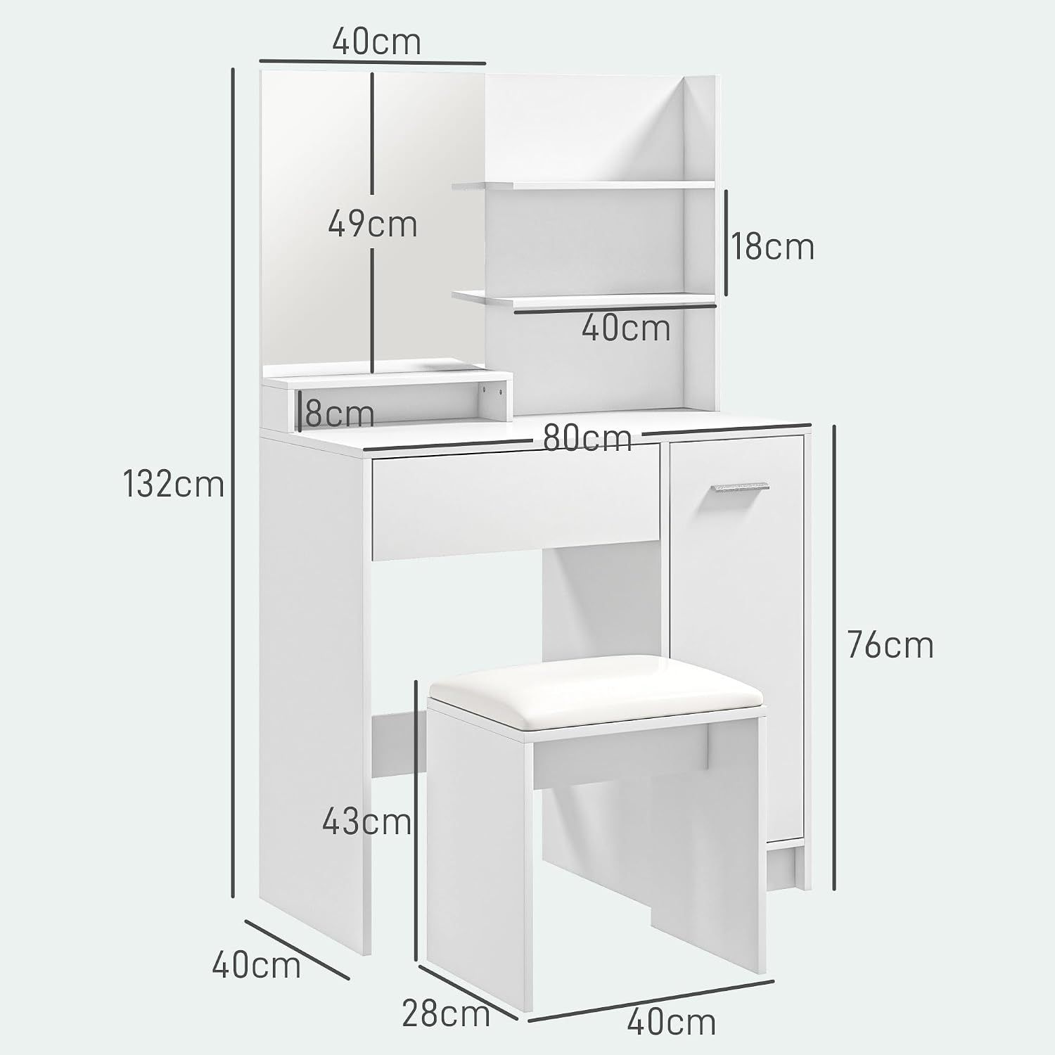 Dressing Table with Mirror and Storage Compartment