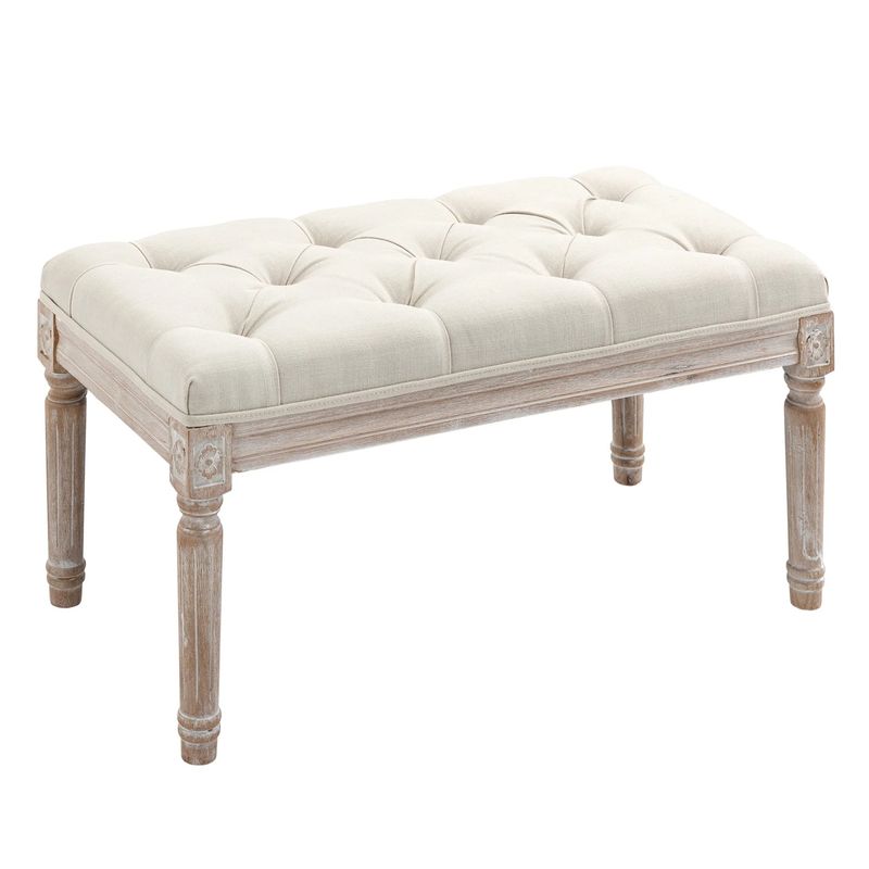 Upholstered Velvet Piano Stool &amp; Makeup Bench – Padded Seat with Wooden Legs