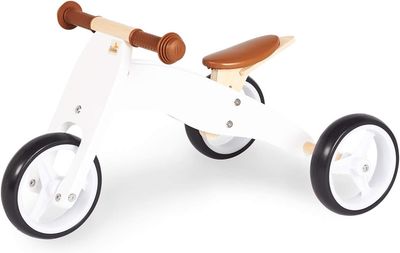 Wooden Mini Tricycle 4-in-1 Convertible Adjustable Saddle