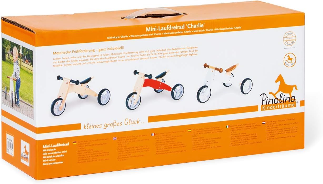 Wooden Mini Tricycle 4-in-1 Convertible Adjustable Saddle