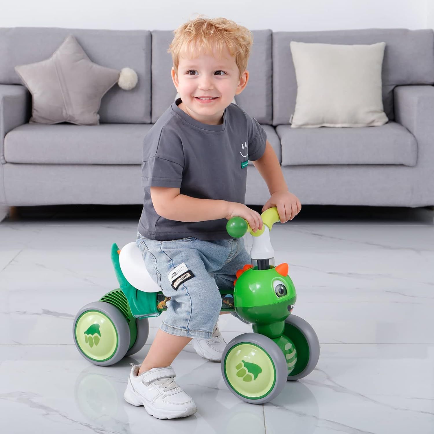Baby Balance Bike for 10-36 Months, No-Pedal Toddler Ride-On Training Bike, 12-Inch Wheels, Dinosaur