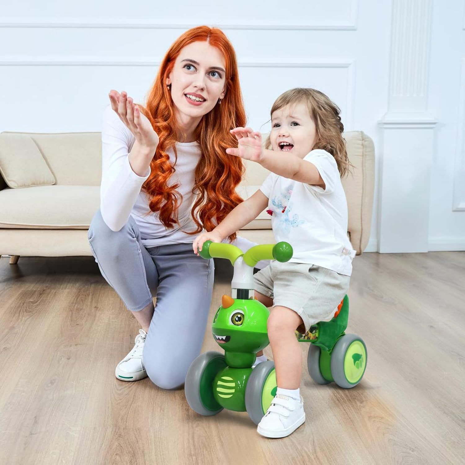 Baby Balance Bike for 10-36 Months, No-Pedal Toddler Ride-On Training Bike, 12-Inch Wheels, Dinosaur