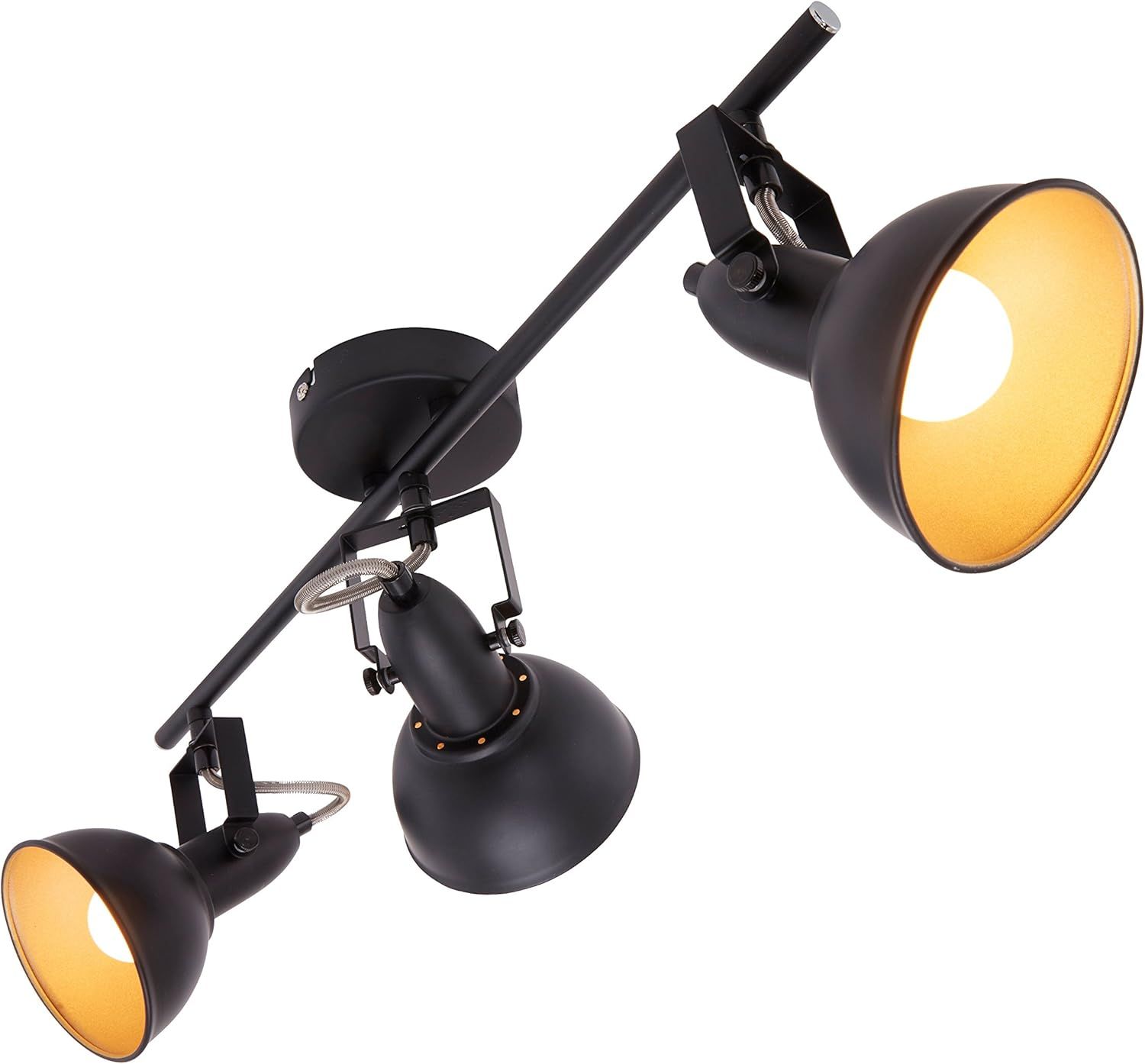 Vintage 3-Light Ceiling Spotlight Fixture Black &amp; Gold E14 Retro LED Lamp