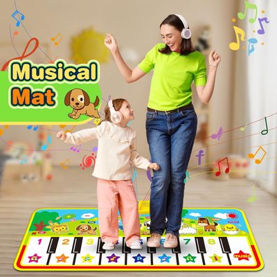 Kids Piano Mat 135 × 58 cm, 16-Key Musical Dance Floor Mat, Interactive Music Toy for Toddlers &amp; Children