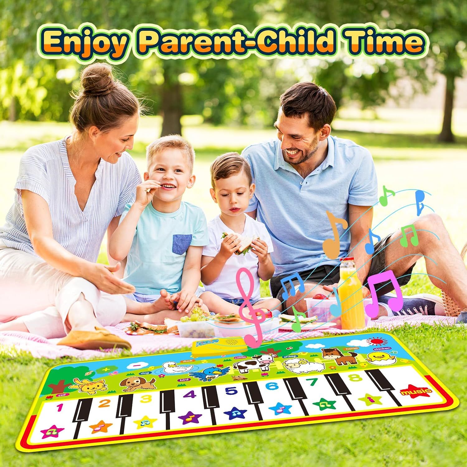 Kids Piano Mat 135 × 58 cm, 16-Key Musical Dance Floor Mat, Interactive Music Toy for Toddlers &amp; Children