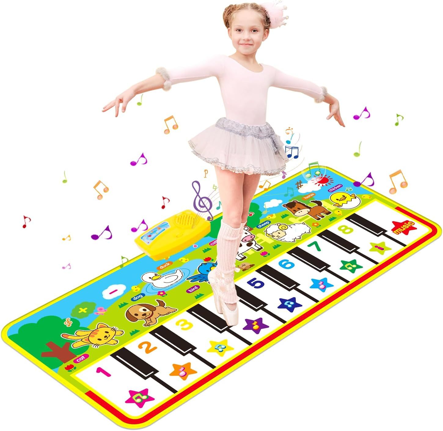 Kids Piano Mat 135 × 58 cm, 16-Key Musical Dance Floor Mat, Interactive Music Toy for Toddlers &amp; Children