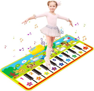 Kids Piano Mat 135 × 58 cm, 16-Key Musical Dance Floor Mat, Interactive Music Toy for Toddlers &amp; Children