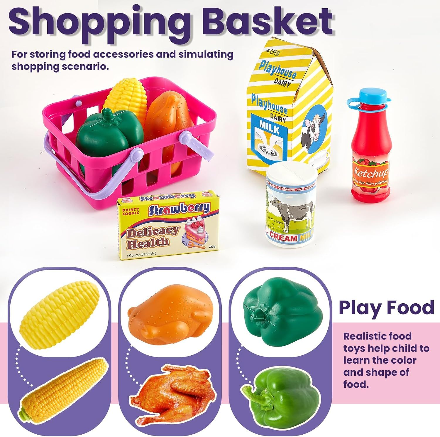 Pretend and Play Kids Cash Register Supermarket Set – Pink