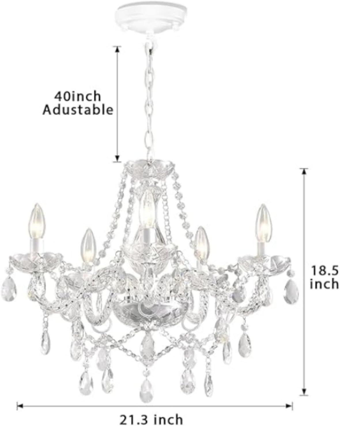 Crystal Chandelier Pendant Ceiling Light 5 Ring LED Fixture 60W E14