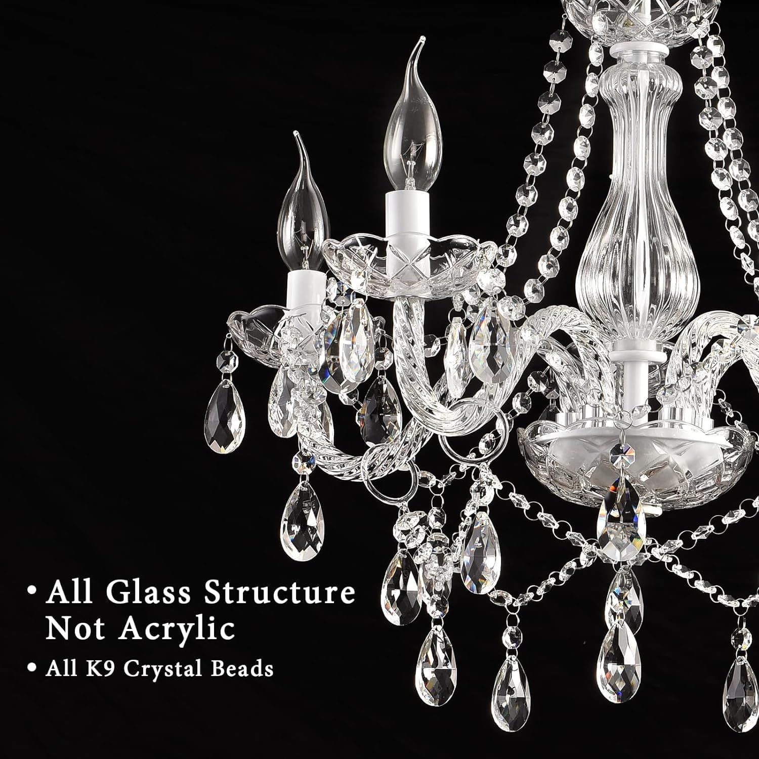 Crystal Chandelier Pendant Ceiling Light 5 Ring LED Fixture 60W E14