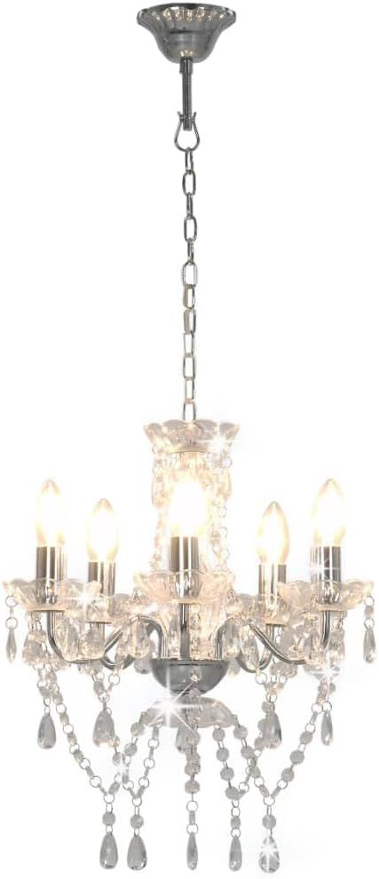 Silver Crystal Chandelier Ceiling Light 5 x E14
