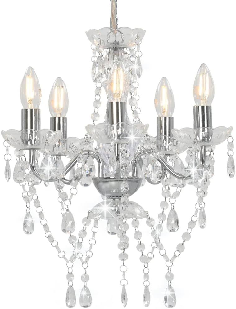 Silver Crystal Chandelier Ceiling Light 5 x E14