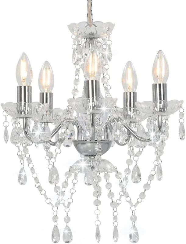 Silver Crystal Chandelier Ceiling Light 5 x E14