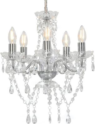 Silver Crystal Chandelier Ceiling Light 5 x E14