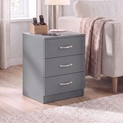 Simple 3-Drawer Bedside Chest – Modern Bedroom Nightstand with Spacious Storage