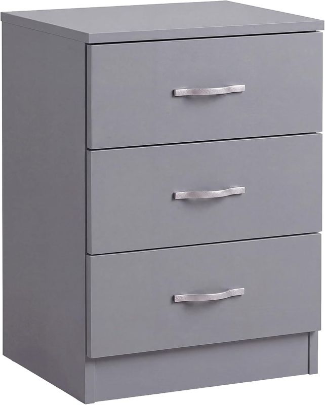 Simple 3-Drawer Bedside Chest – Modern Bedroom Nightstand with Spacious Storage