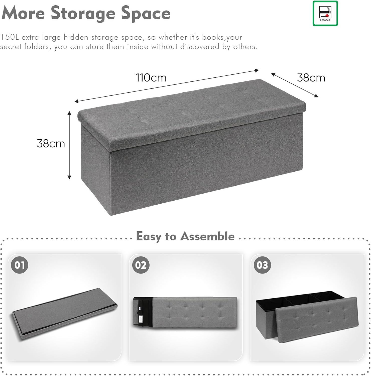 Storage Bench Foot Stool with Storage Box