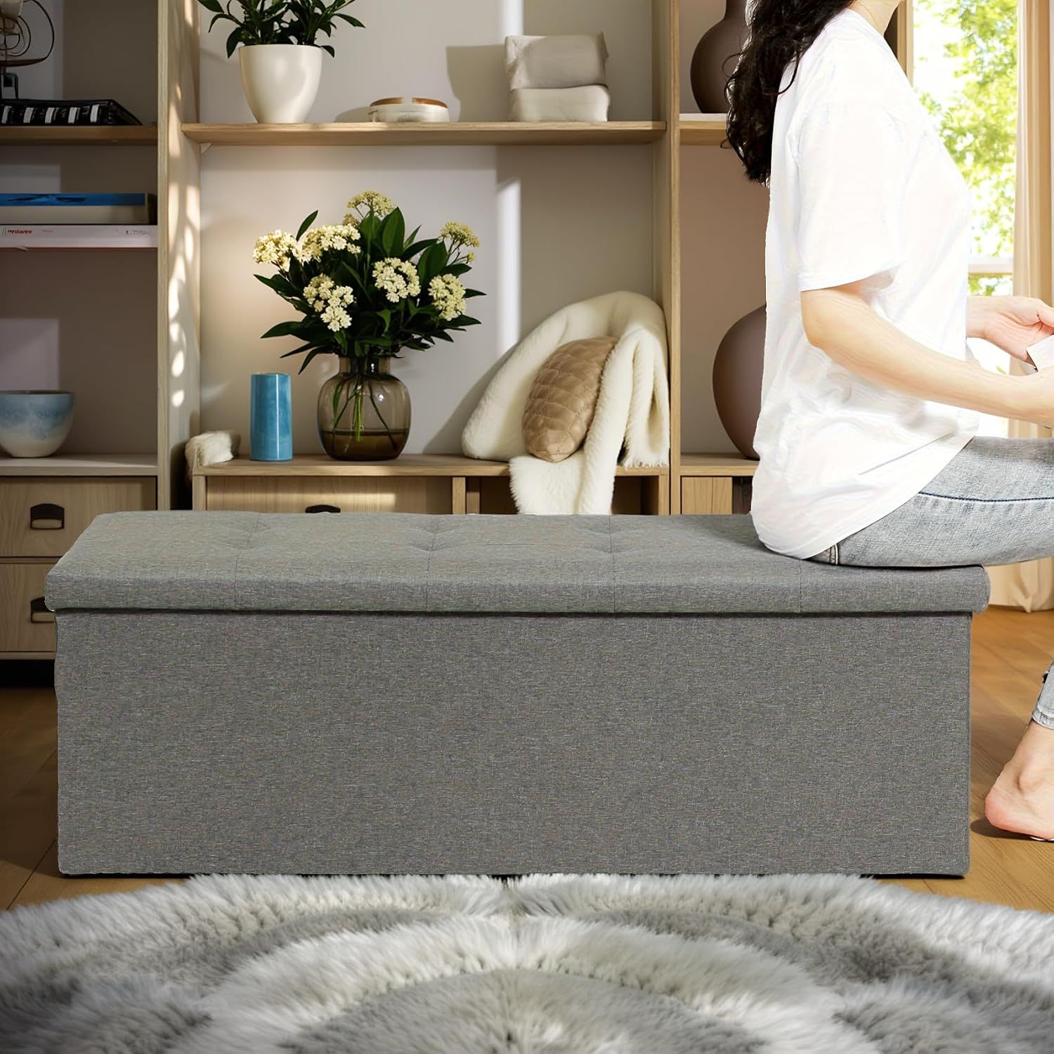 Storage Bench Foot Stool with Storage Box