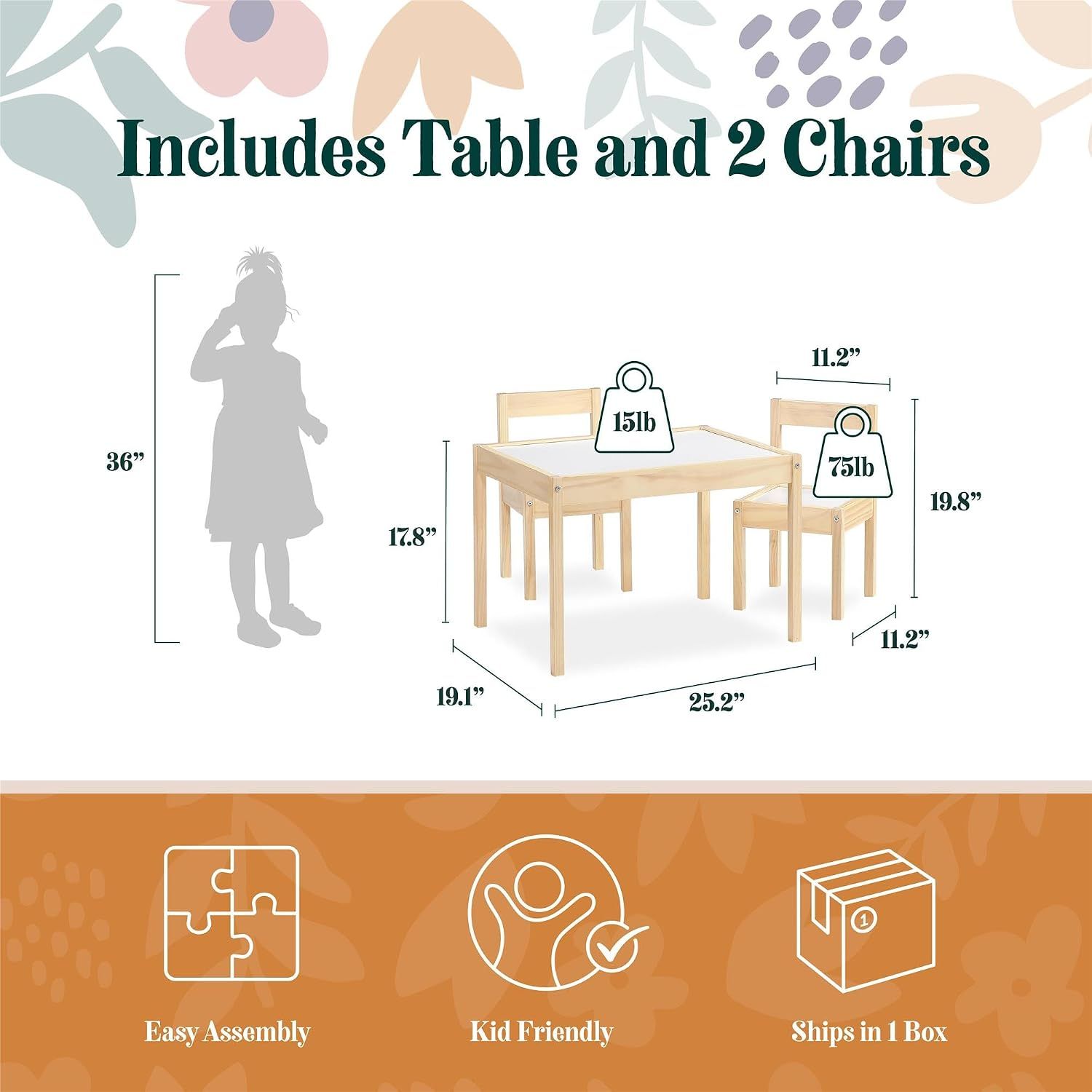 Baby Relax Hunter 3-Piece Kids Table and Chair Set, Grey