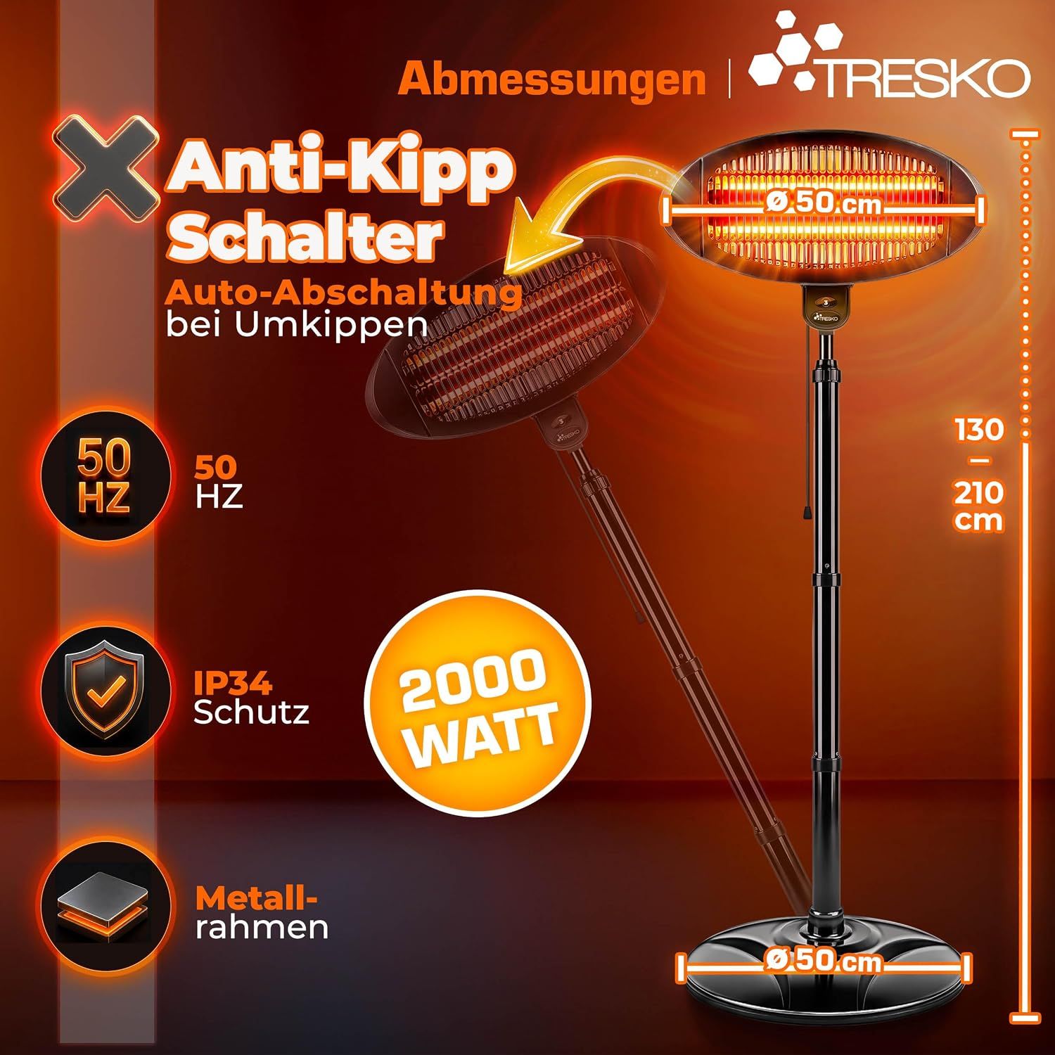2000W Electric Standing Heater LED Display