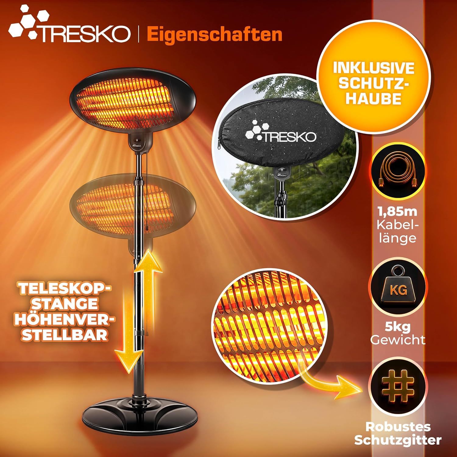 2000W Electric Standing Heater LED Display