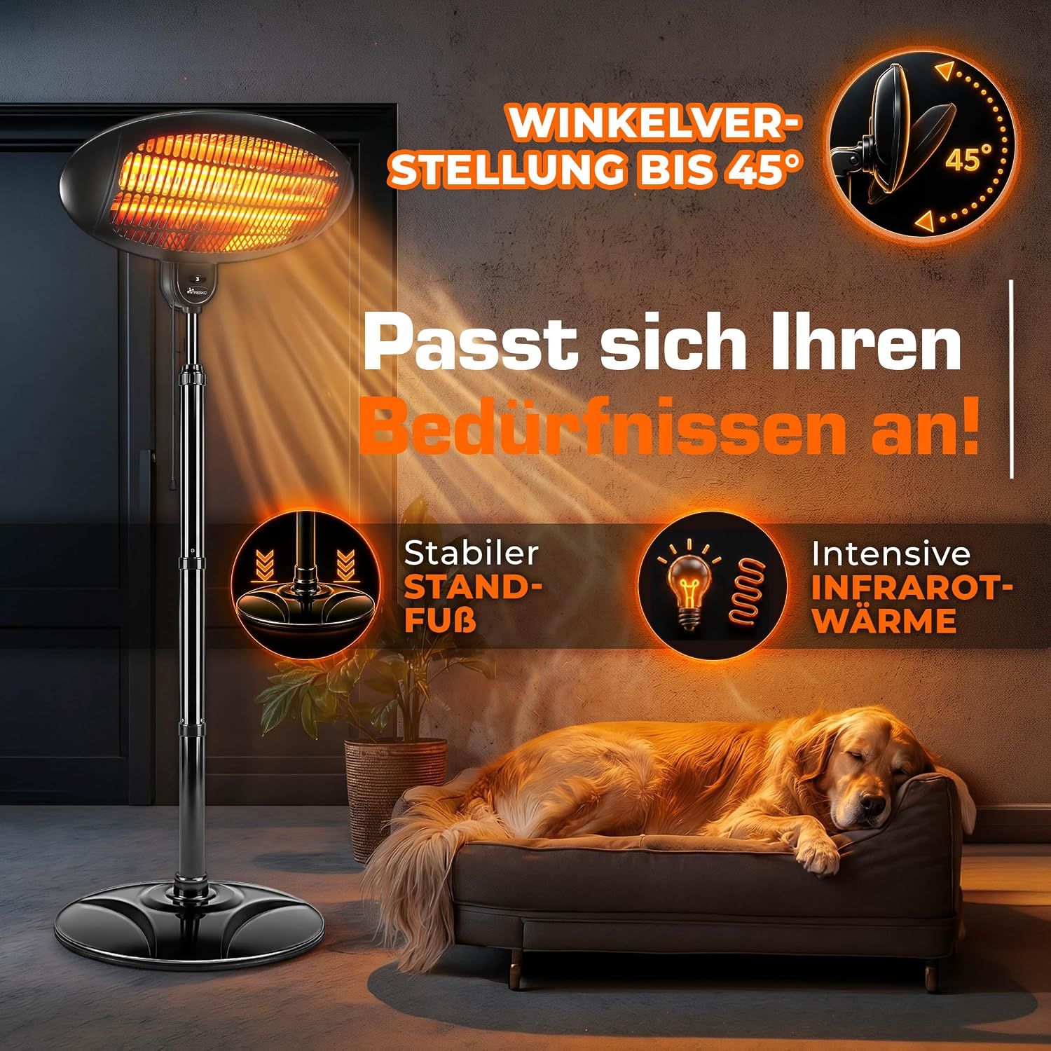 2000W Electric Standing Heater LED Display