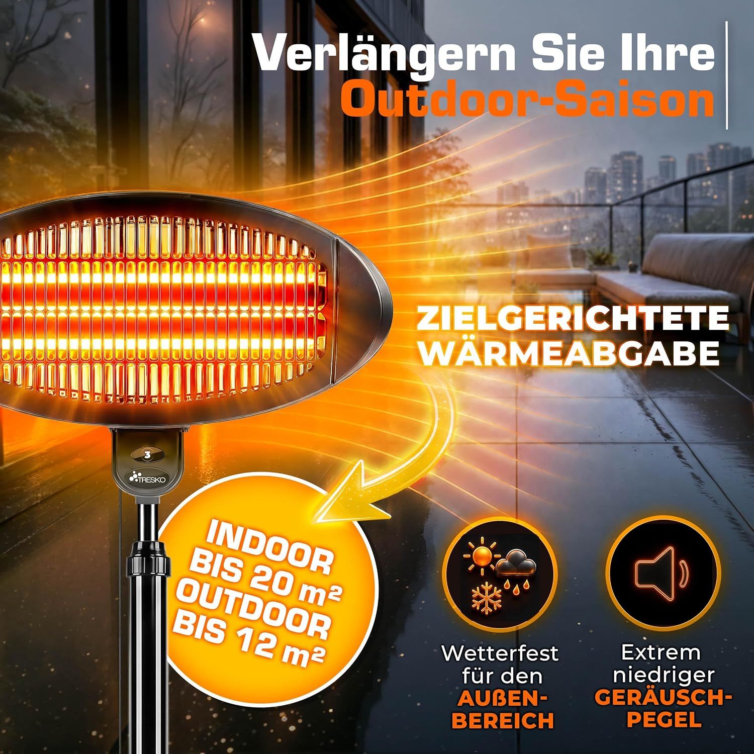 2000W Electric Standing Heater LED Display