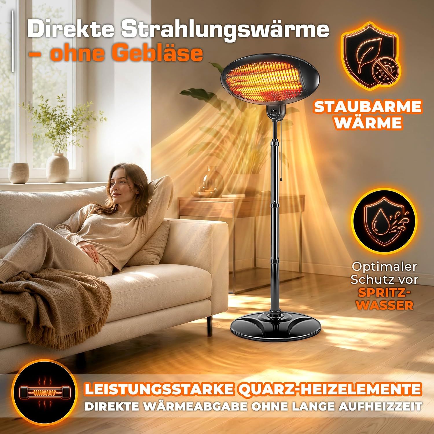 2000W Electric Standing Heater LED Display