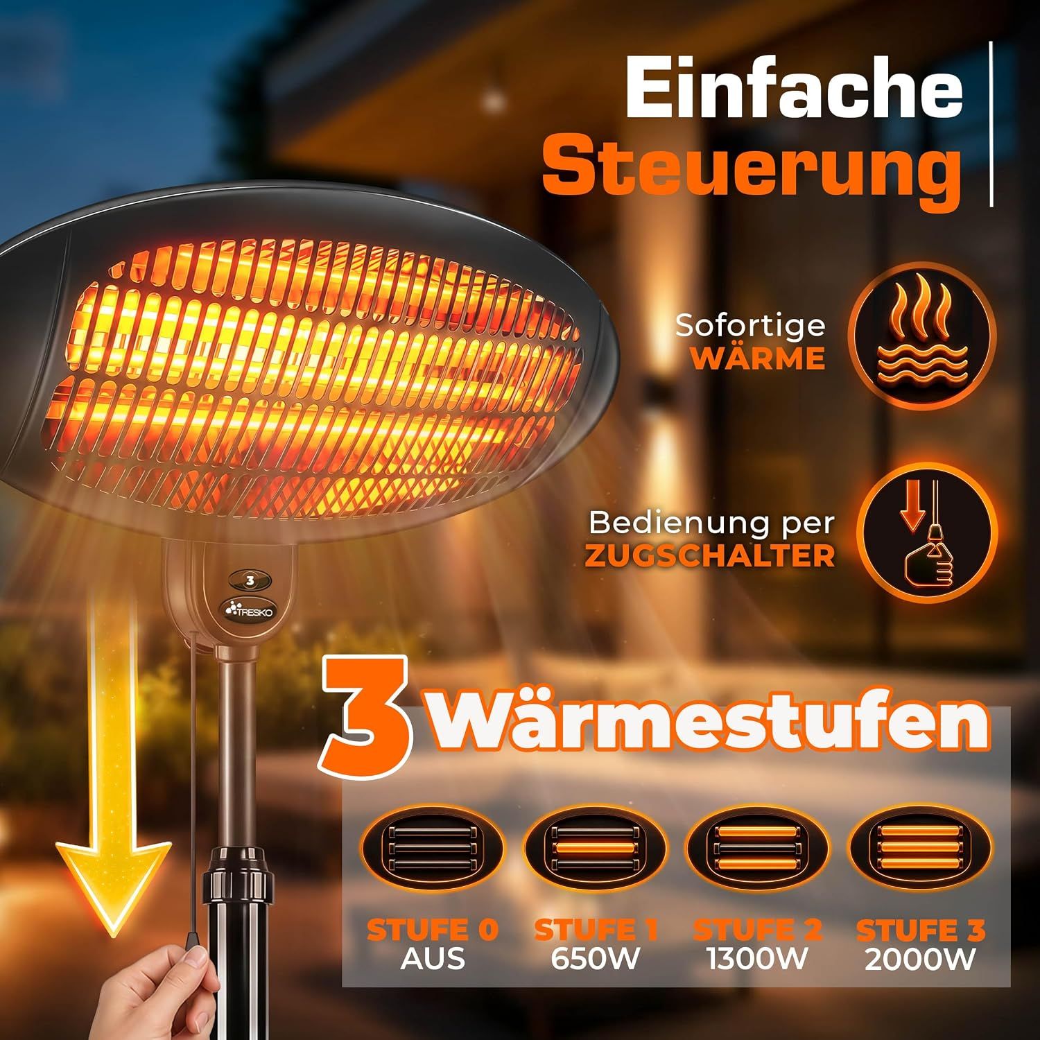 2000W Electric Standing Heater LED Display