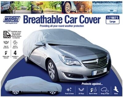 Breathable Full Car Cover, Grey, Large