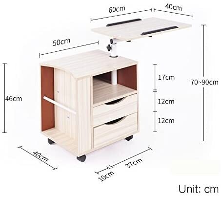 Multifunctional Rotating Solid Wood Bedside Table with Swivel Shelf,  Storage Bedside Table with 2 Drawers, Sofa Side Table, Durable and Easy to Assemble