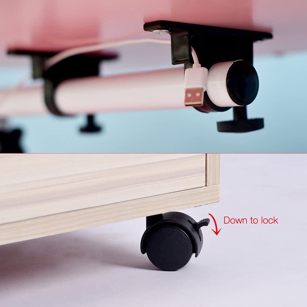 Multifunctional Rotating Solid Wood Bedside Table with Swivel Shelf,  Storage Bedside Table with 2 Drawers, Sofa Side Table, Durable and Easy to Assemble