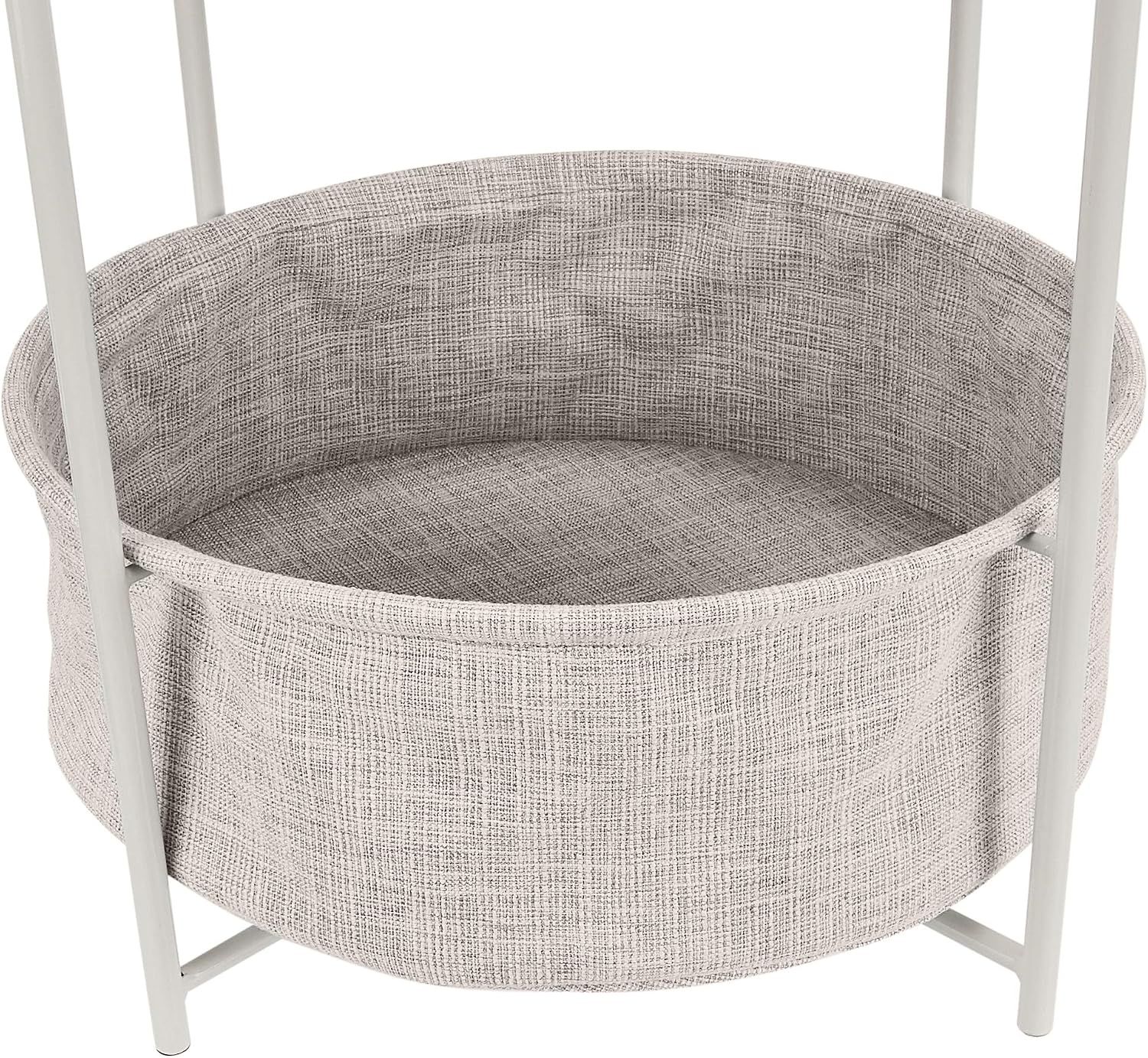 Round Metal Tray End Table with Storage Bin – Modern Bedside &amp; Accent Table