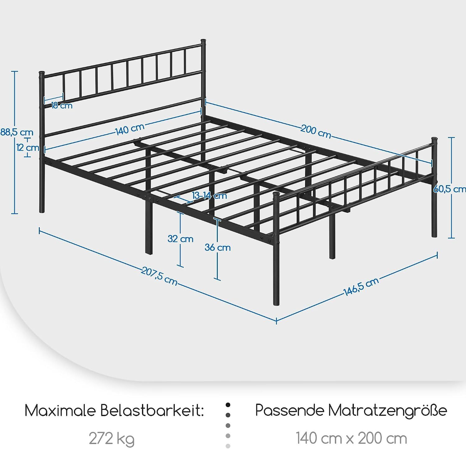 Metal Bed with Headboard Bed Frame